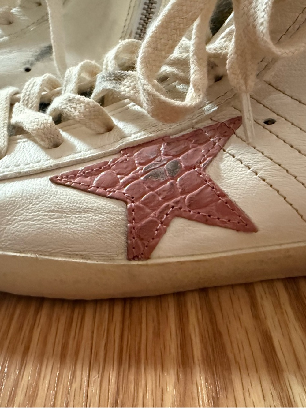 Golden Goose Francy White High-Top Sneakers with pink star size 39 - Picture 9 of 10